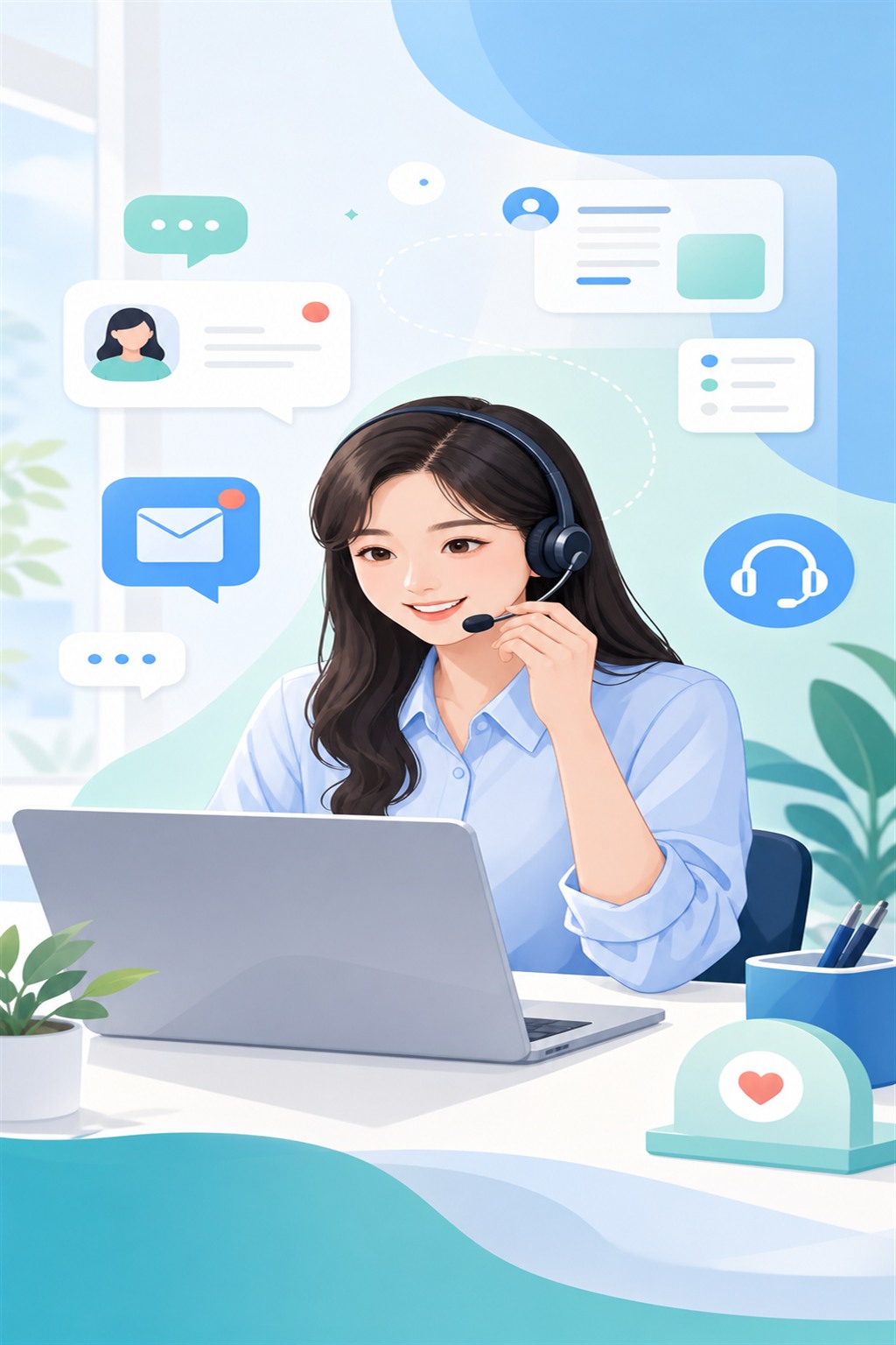 문의 내용을 확인하고 답변하는 헬로소프트 상담 담당자